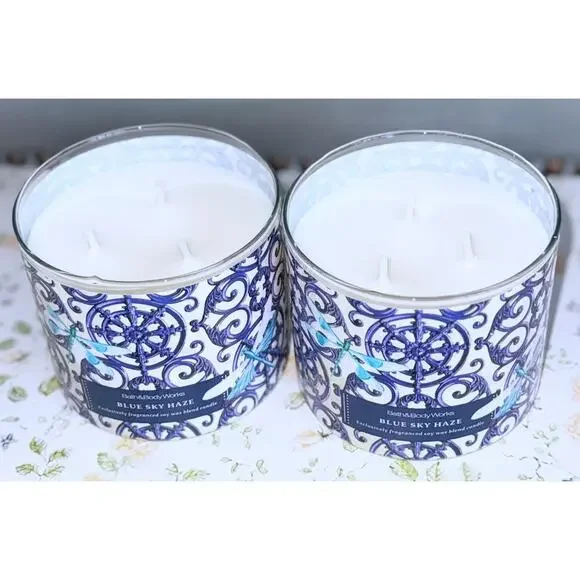 Lot of 2 Bath & Body Works Blue Sky Haze Large 3-Wick Candle 14.5oz - Picture 5 of 6